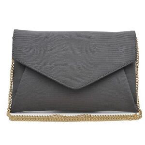 WOMEN’S NEW MODA LUXE LEATHER CARA CROSSBODY CLUTCH BAG GREY